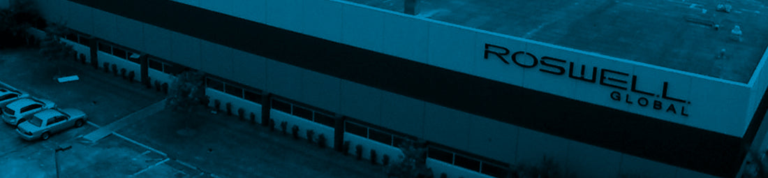 Overview of the Roswell Global building with a blue overlay