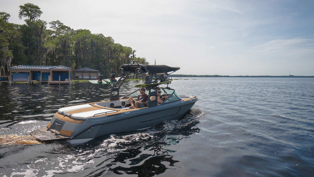 boat cruising through lake