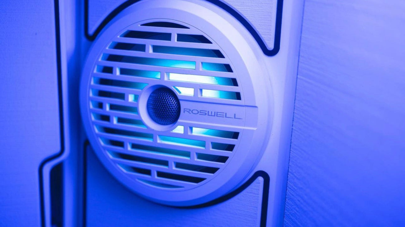 roswell marine white speaker glowing blue